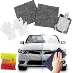 Two nano cloths and repair solution bottle included in scratch remover kit