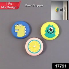 Cute Cartoon & Fruit Design Wall Door Stopper Bumper (1 Pc, Mix Design)