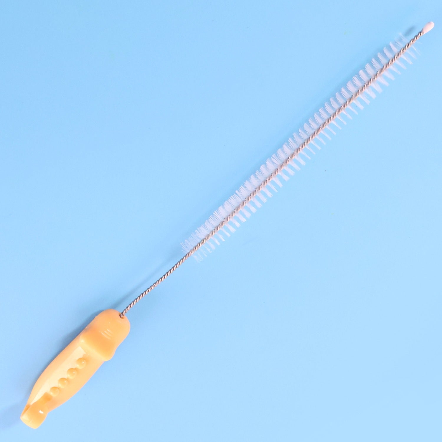 Ergonomic bottle spout cleaning brush with flexible handle