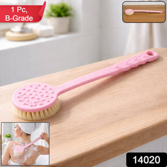 Back scrubber showing soft bristles and ergonomic handle
