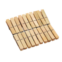 Wooden clips displayed for clothespin and craft use.