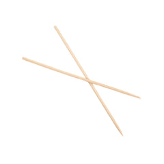 Close-up of bamboo barbecue sticks used for grilling.