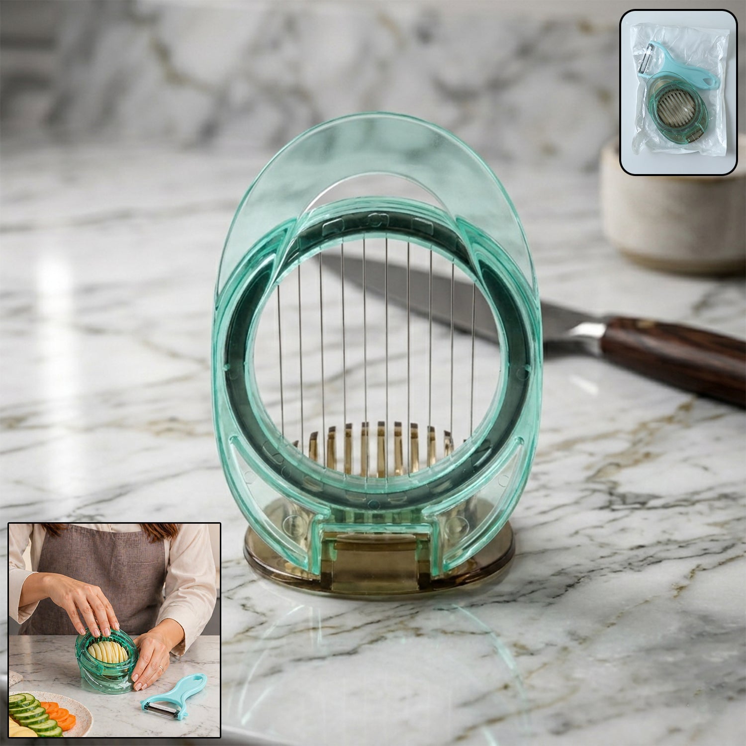2-Pc Multifunction Vegetable Cutter & Egg Slicer Set