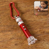 4-in-1 laser pointer with LED flashlight and keychain on white background