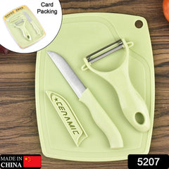 Close-up of stainless steel knife blades in 3-piece set