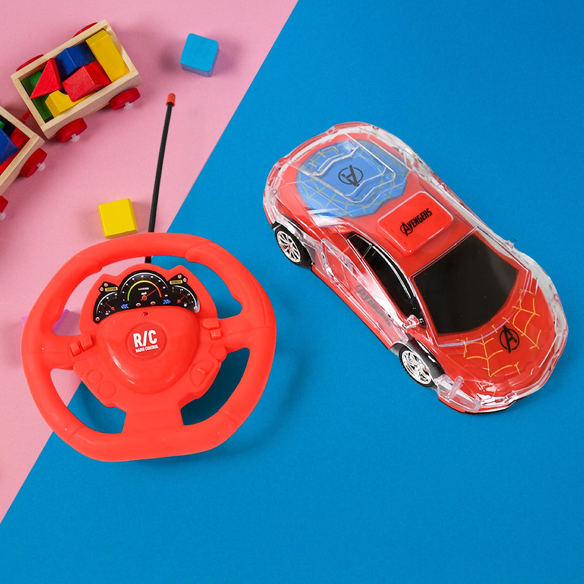 17927 Plastic Remote Control Car, Remote Control Racing car with Two Function Backward and Forward. Handle Design Remote. Best Birthday Gift, Birthday Return Gift with Rechargeable Battery For Car