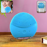 Facial cleansing & massaging brush with silicone touch-points