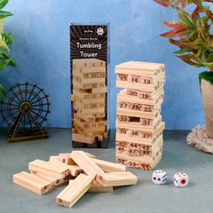Wooden Tumbling Tower Game blocks stacked