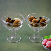 Glass Footed Dessert Bowl with Frosted Elegance
