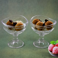 Glass Footed Dessert Bowl with Frosted Elegance
