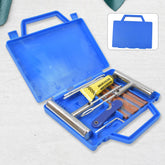 Portable tire repair kit with tools and storage box