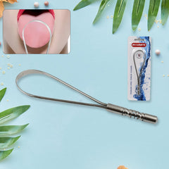 Close-up of Stainless Steel Tongue Cleaner
