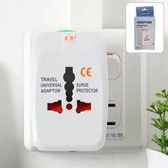 Universal Travel Adapter front view with all plug types