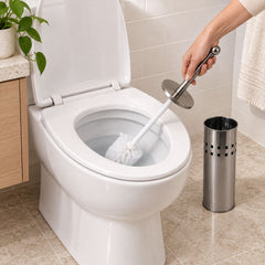 Steel Toilet Brush Holder Set for Bathroom, Covered Toilet Cleaner Stand (1 Set)