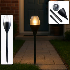 Sun charge LED path light showing solar panel top