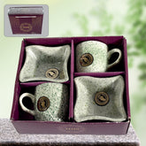 DeoDap Ceramic Tea Cups Mug Set with Snacks 4 Pcs - main product shot