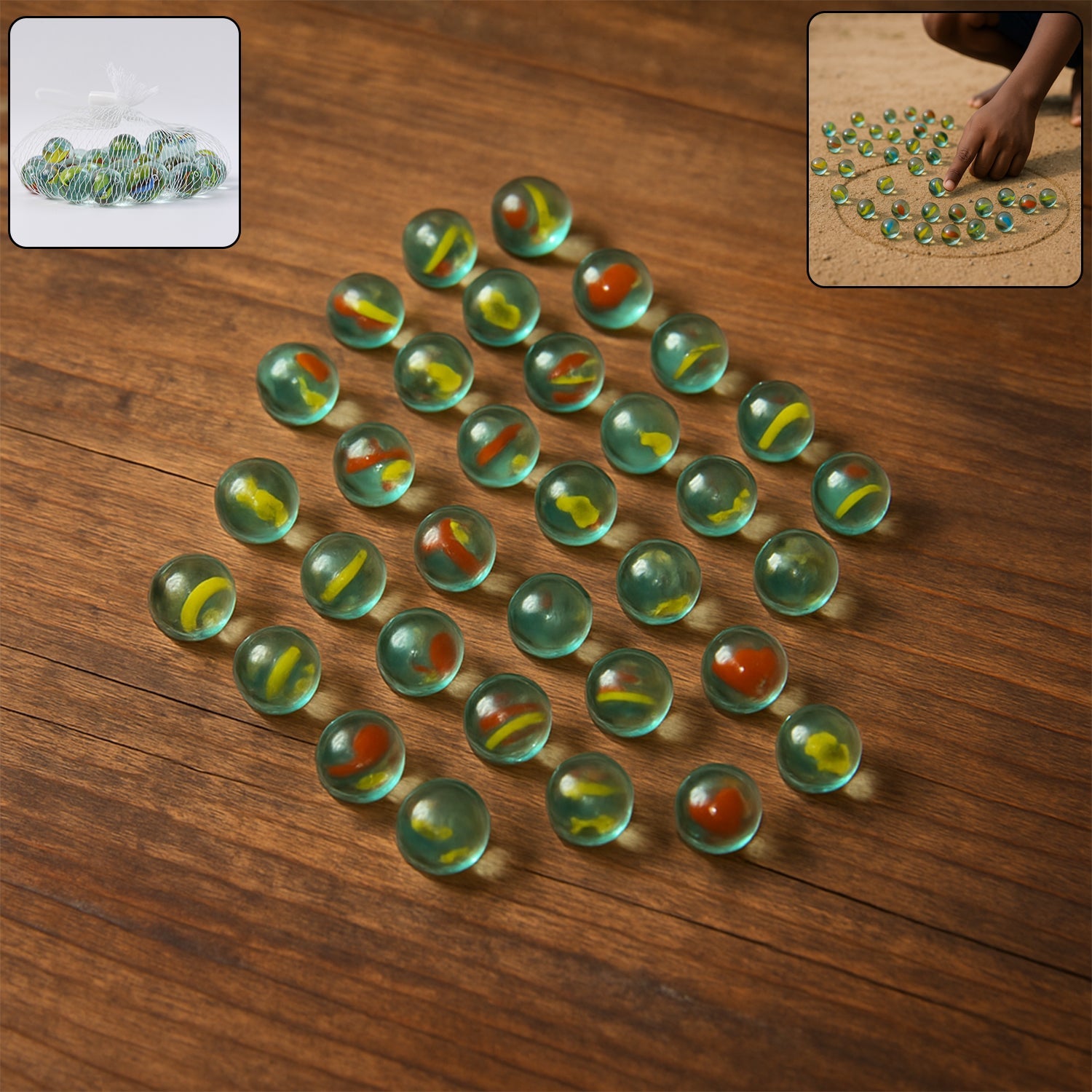 Approx 35 colorful vintage style glass marbles