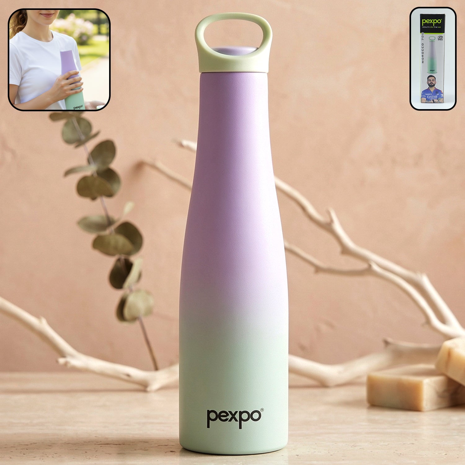 Pexpo Morocco insulated stainless steel water bottle front view