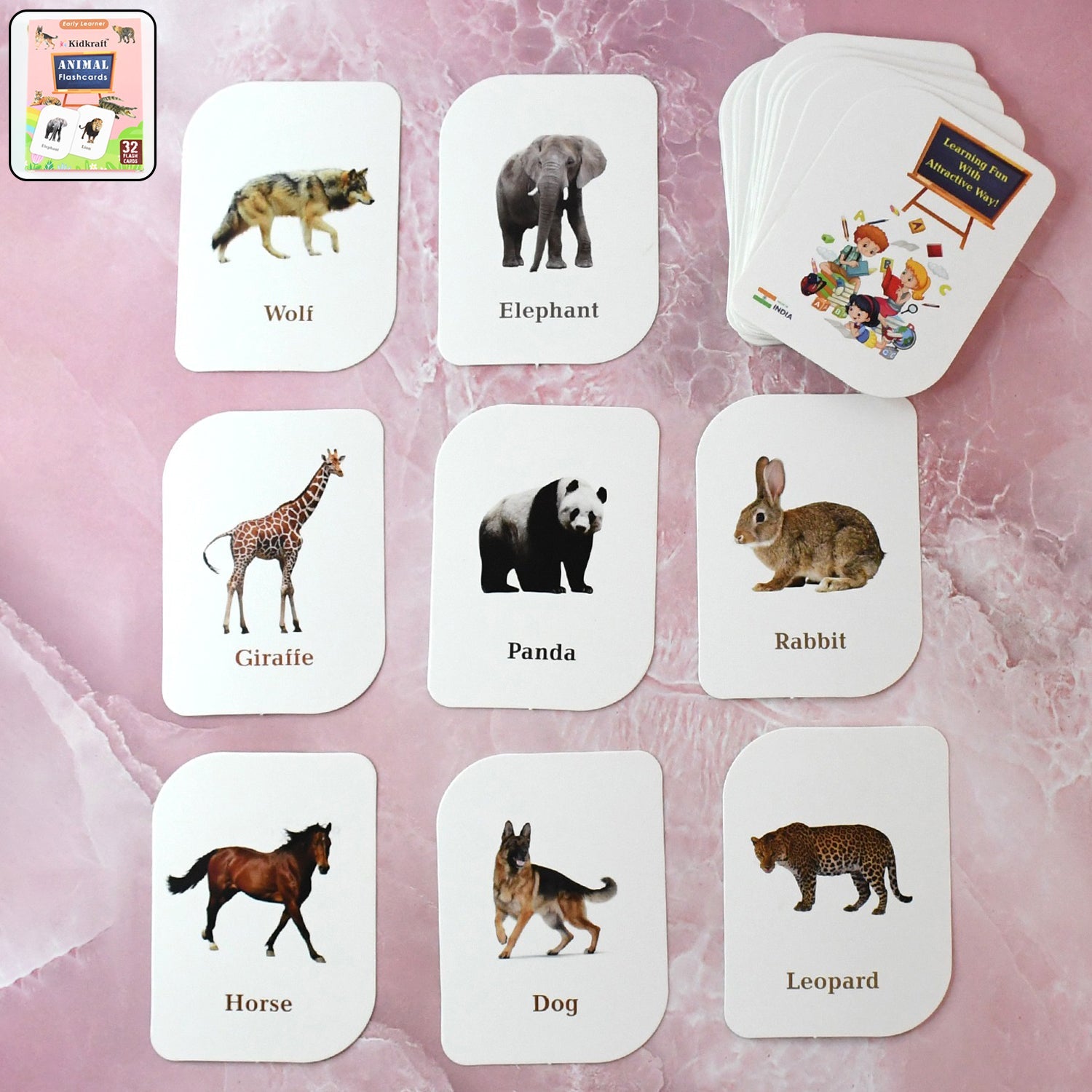 Kidkraft 32-piece animal flash cards set in box