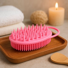 2-in-1 Silicone Soft Bristle Bath Brush showing dual sides