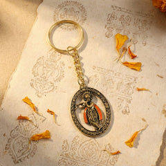 Lord Krishna keychain with antique oval frame