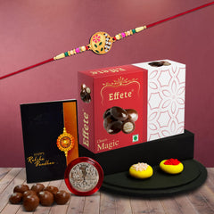 (K1_507_EM32) Rakhi Combo with Chocolate Magic 32gm, Pooja Coin & Greeting Card, Rakhi Gift Hamper, Rakhi for brother with gift, chocolate gift pack, rakhi with Chocolate Gift Hemper, Fancy Rakhis for men, rakhi set of 1