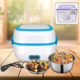 3-in-1 Electric Lunch Box with Stainless Steel Bowls and Accessories