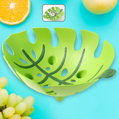Leaf-Shaped Plastic Fruit Basket with Ventilated Leaf Design