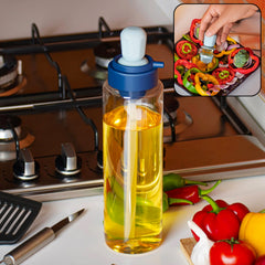 2-in-1 transparent oil dispenser with silicone dropper and brush