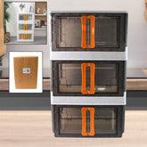 Plastic folding wardrobe storage organizer with double doors and wheels