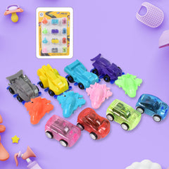 12-piece set of colorful mini pull back cars and aeroplanes