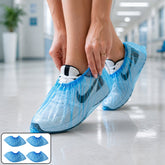 Disposable Plastic Shoe Cover Set with Elastic Fit (2 Pair Set)