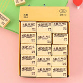 30-pack of bright yellow 4B erasers for students & office