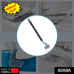 Long-handled golf toilet brush hanging on hook