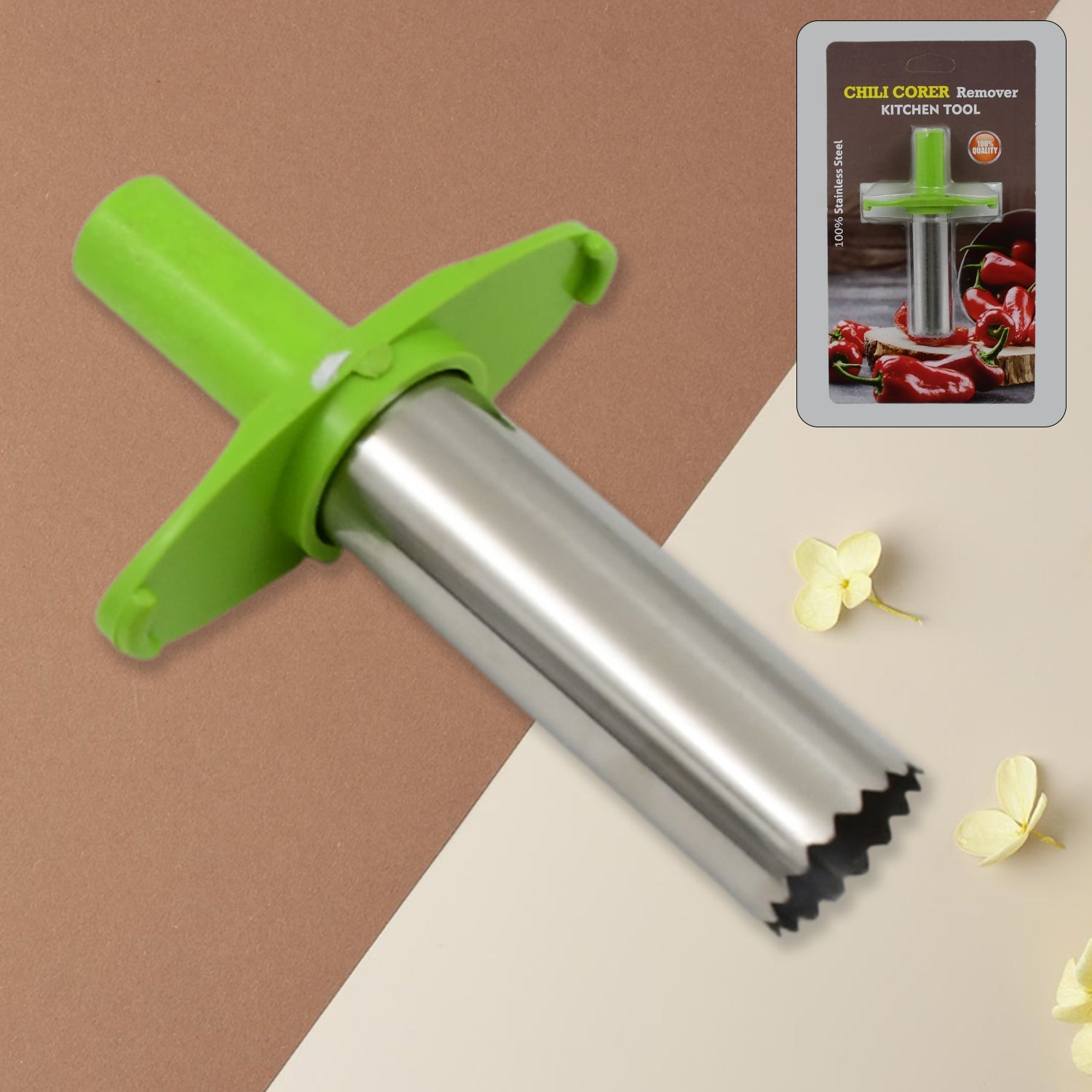 Stainless steel chili corer remover tool