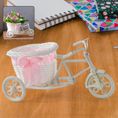 Bicycle-shaped plastic flower pot stand for home decor