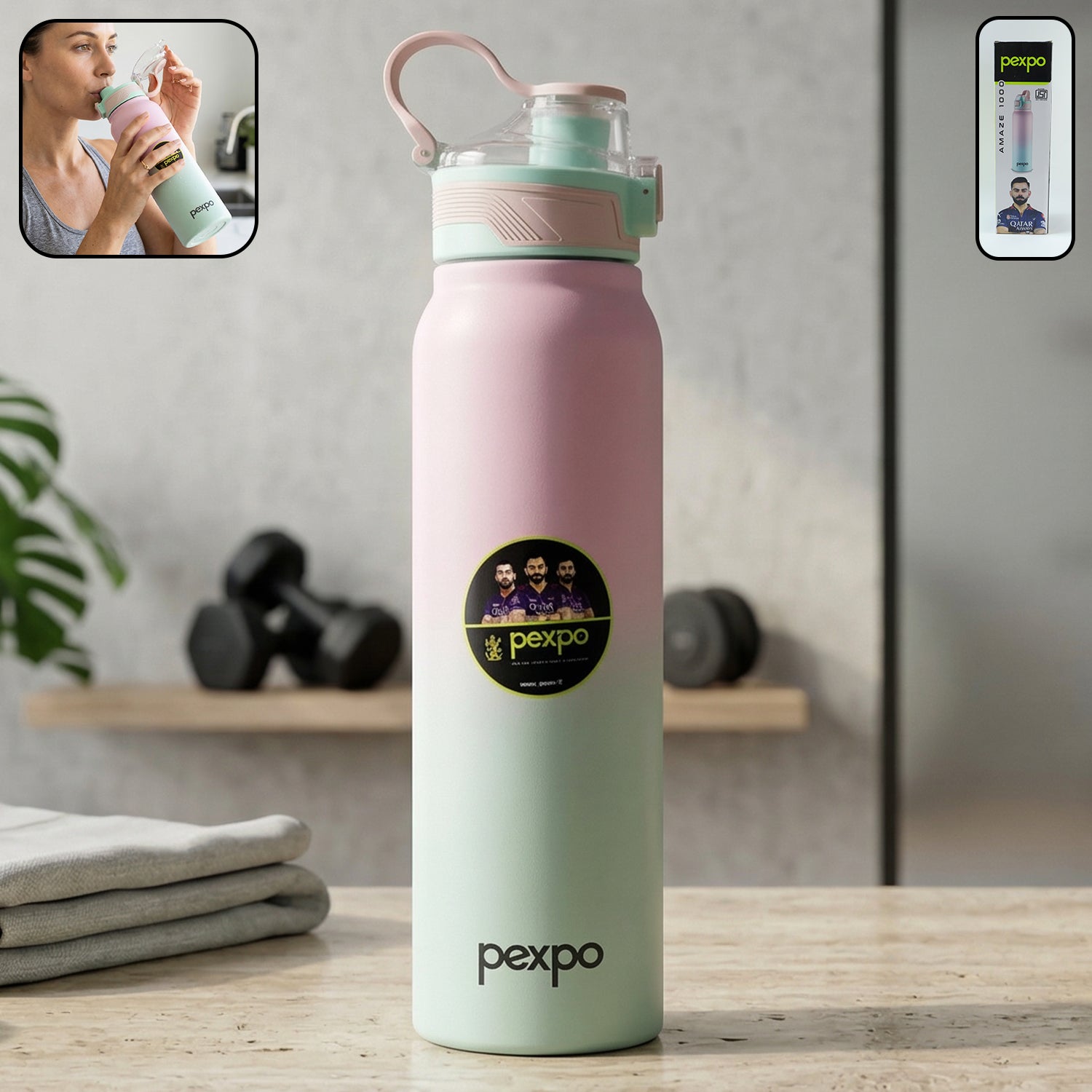Pexpo Amaze insulated stainless steel water bottle front view