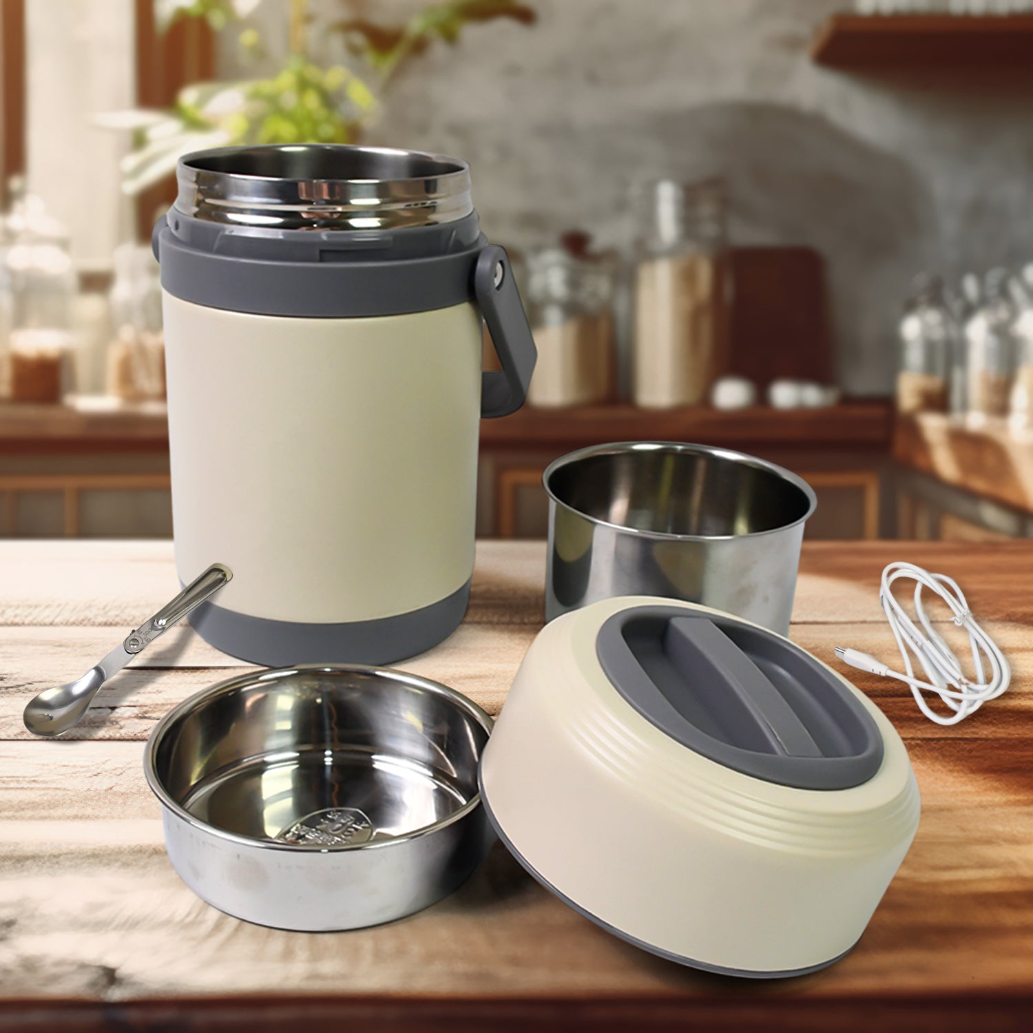 USB Electric Heated Lunch Box with stainless steel liner