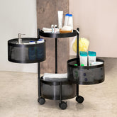 Metal Round 3-Layer Kitchen Trolley with Wheels