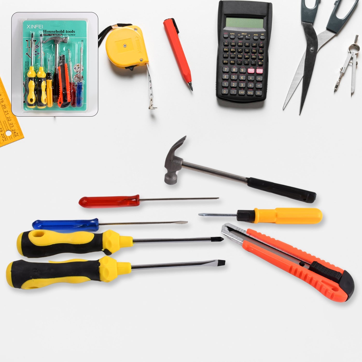 7-Piece Hand Tool Kit with Magnetic Wristband showing tools and wristband