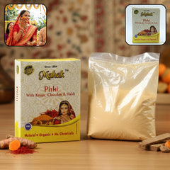Traditional Mahak Pithi powder in bowl with natural ingredients