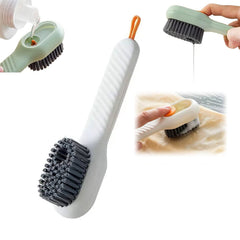 Side view of scrubbing brush with ergonomic handle
