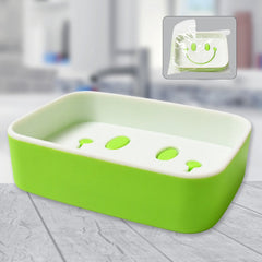 Portable soap container with smiley face design open