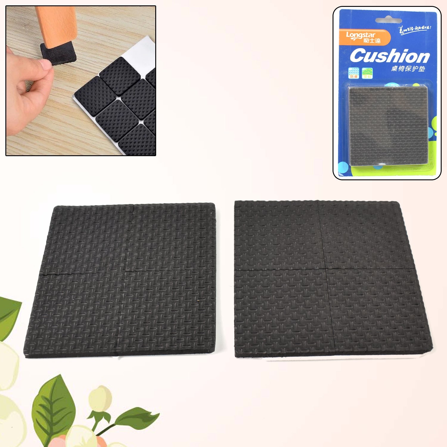 Furniture Protection Pads 8-piece set on wooden floor