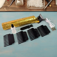 Close-up of trimmer blades and protective shield