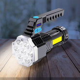 USB rechargeable portable 7 LED COB flashlight with side light