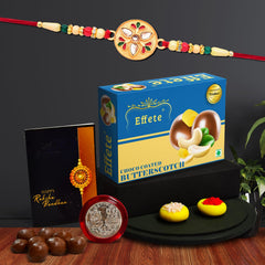 (K1_508_BS32) Rakhi Combo with Chocolate Butter Scotch 32gm, Rakhi & Chocolate for brother, Fancy Rakhis for men stylish, rakhi with gift, Rakhi Combo, Set of 1, Chocolate