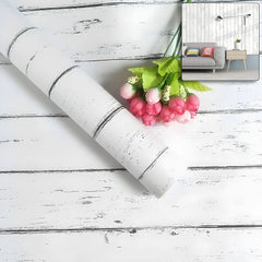 White Wood Grain Self-Adhesive Wallpaper 45 cm x 10 meter (1 Pc)