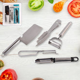 5-piece stainless steel kitchen gadget set with peeler, grater, & slicer