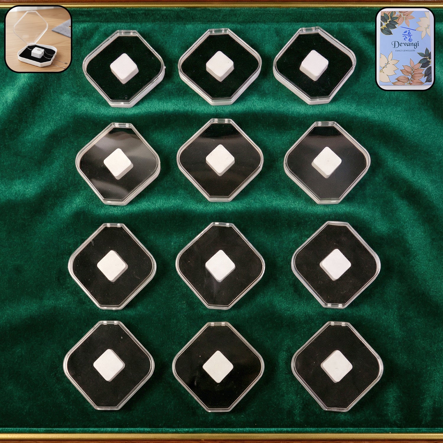 Jewellery display storage box set 12 pcs with soft cushions for rings and earrings
